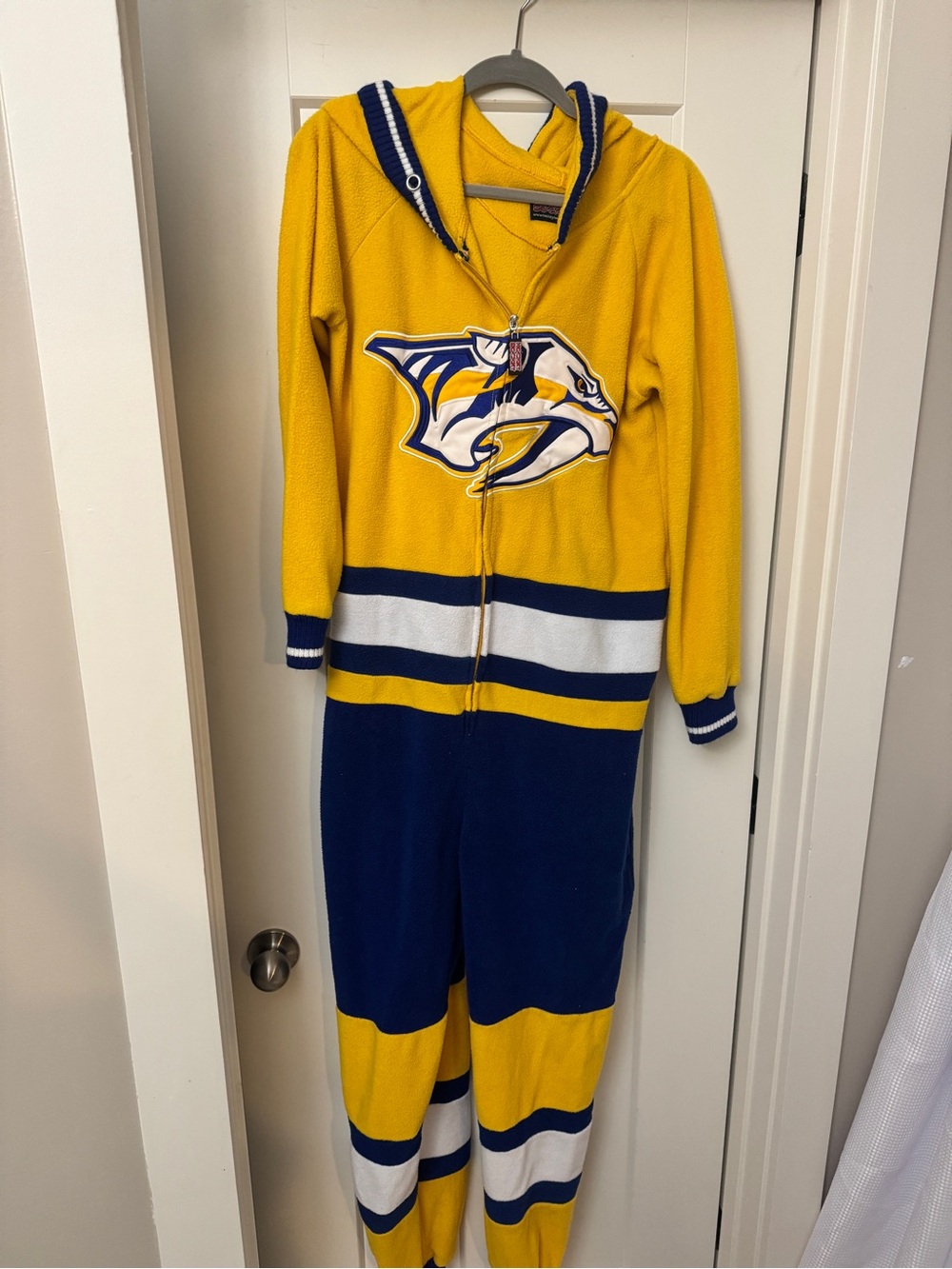Nashville Predators Yellow & Navy Hooded One-Piece Jacket